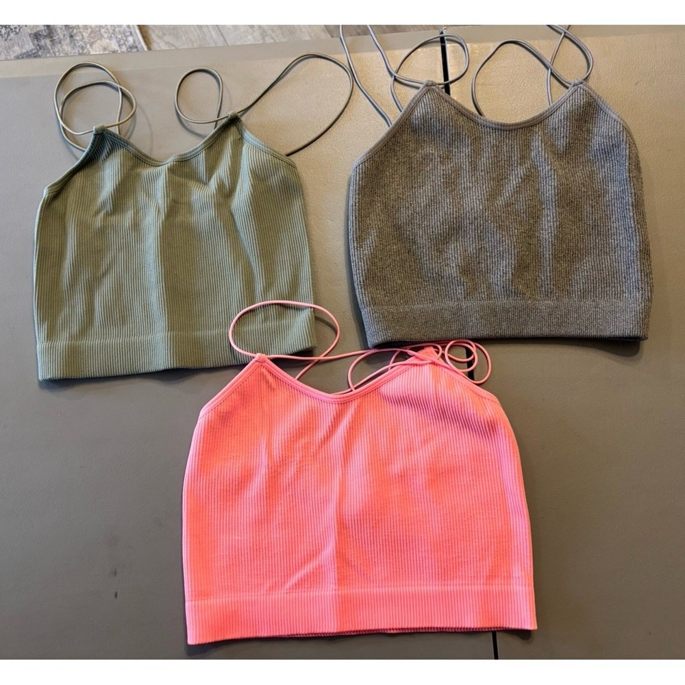 Zenana Lot Of 3 Ribbed Crop Tank Top Women's‎ Sz S/M